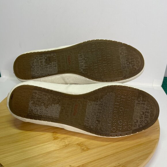 Taos Women 9 Dandy Beige Tan White Stripe Casual Slip-On Sneakers Comfort - Picture 8 of 10